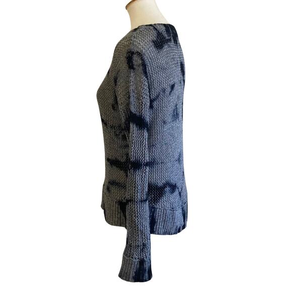 Feel The Piece Blue Tie Dye Open Knit Sweater, Small - Picture 4 of 6